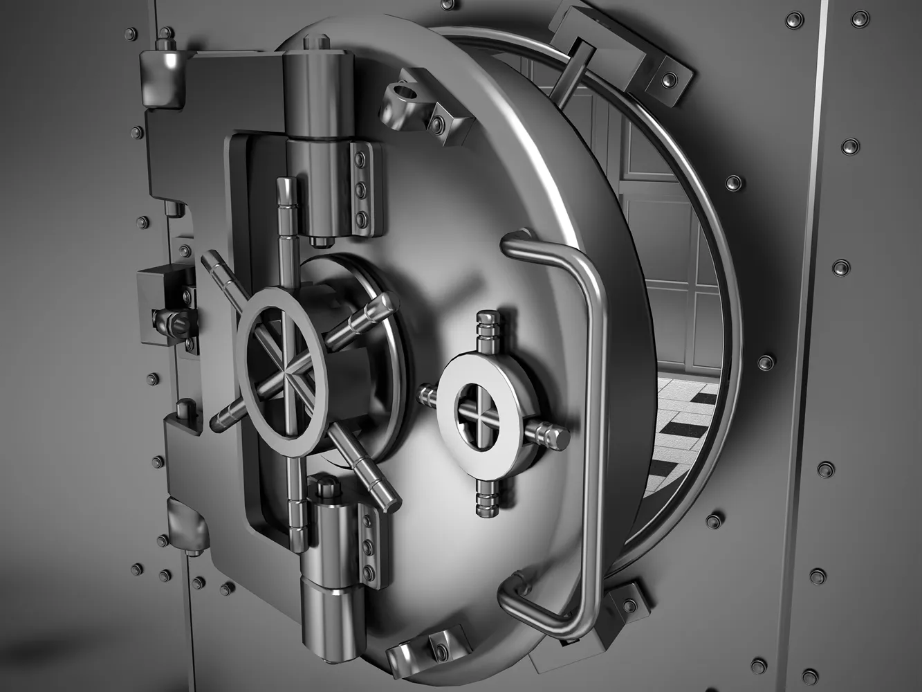 Image depicts a vault implying the protection of the transaction using the escrow service